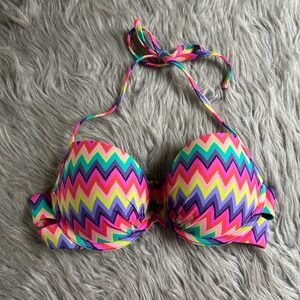 Aerie Push Up Bikini Top‎ Womens Size 34C Multicolored Swimwear Padded Swimsuit